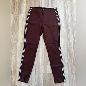 Women’s Maroon Legging Pants with Stripes